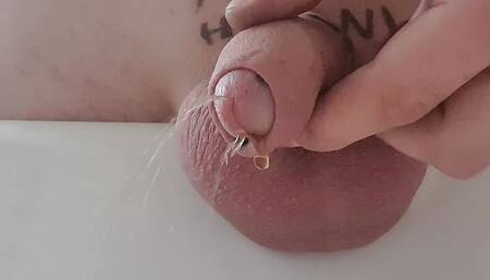 Cock and balls banging, washing and pissing games