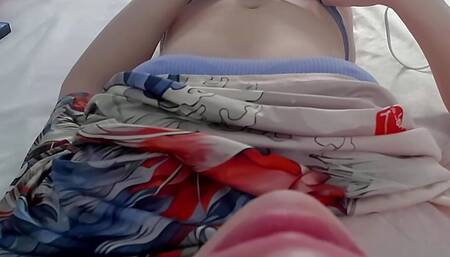 FPOV 18 year old trans woman climaxes with her massage wand