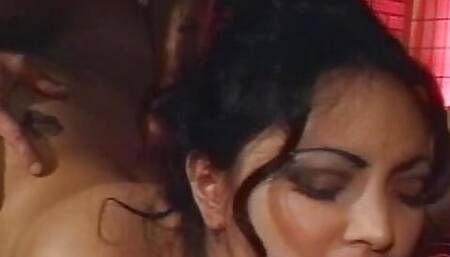 Big titted Asian sluts having fun with loaded dick in FFM threesome