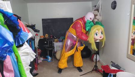 PVC Cosplay Kigurumi Bondage Vibrator Attempt