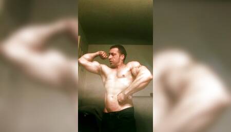 Face Reveal. Oiled Up Muscle Pose down