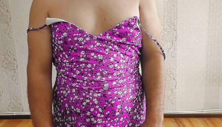 Hot flower short dress hot ladyboy solo dance striptease big butt shemale booty