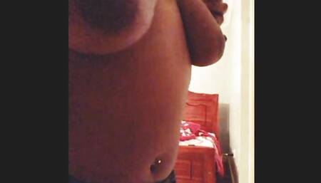 Nude milf in shorts flashes sexy big tits