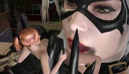 Giantess Black Cat Steals MJ and Makes Her Cum with her Giant Tongue