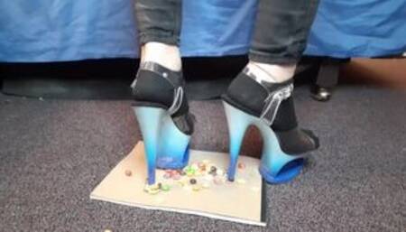 Ball crushing fantasy POV with stilettos and skittles