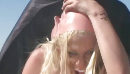 They Got This Blonde Bitches Bag so She Ended up in a Wild Desert Orgy.