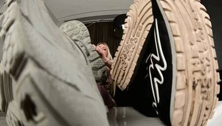 Post work shoe smelling and sock worship with Goddess Charlie and Brookyln Bully! - MP4