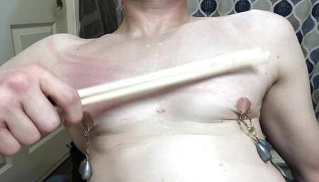 Clint Cumin- Disabled Sub Hits Chest, Cock, and Balls