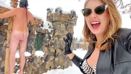 Extreme crucifiction in the snow - 15 Celsius - Sadism and brutality, shivering slave