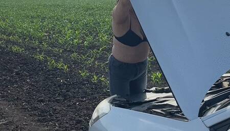 Dangling a cork while I'm trying to fix my car