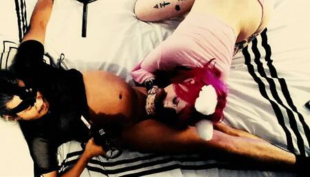 Overhead Shot of Neko Girl Alt Model Lyra Skye fucks her Cat Daddy