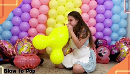 Alice Mickey Balloon Blow to Pop - 4K