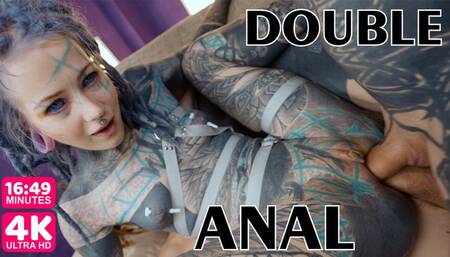 4K - DOUBLE ANAL Hardcore Tattooed Fuck