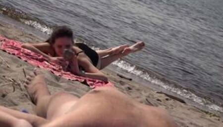 DICK FLASH ON BEACH  Little dick public flashing