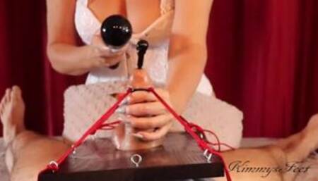 Femdom Urethral cock sounding CBT tied cock & vibrator orgasm