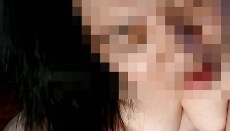 Asian Wife Rides 9 Inch Dildo on the Floor