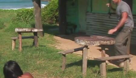 Neighbour Found Two Lesbians Having Fun Outdoors and Joined Them for a Hot Threesome