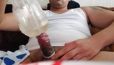 Fucking my fleshlight with condom