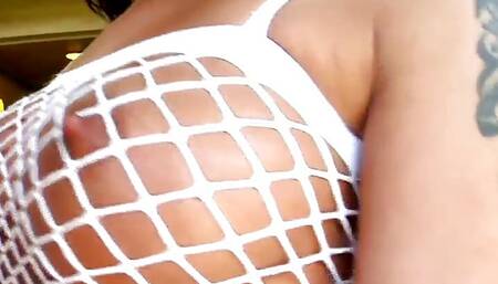 Kisses between lesbians Mely and Destiny while having huge