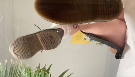 A Shoe fetish Dream - Upskirt Views and Closeups on frilly socks and Doc Marten Flats - 4k