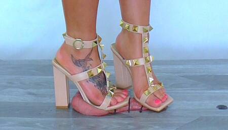 Castrated Under Ambers Dirty Vacation Heels - Feet Cam - Extreme Cock and Ball Trampling - CB46FC