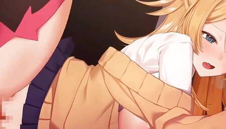 Japanese anime girl taking hug of cum inside by animenj