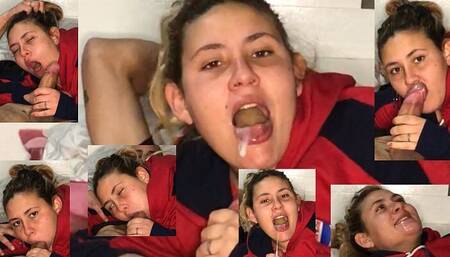 18 Year Old Stepsister Takes Big Load of Cum in Her Mouth