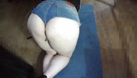 Cute blonde femboy in shorts, gettin fuck it's ass with a dildo
