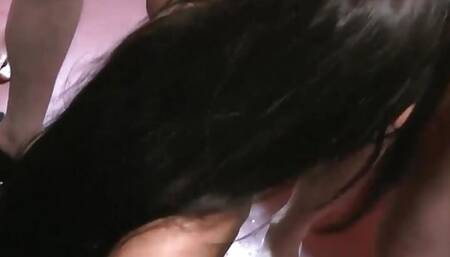 Hardbodied English slut takes bukkake facials