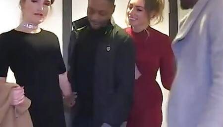 Two tattoed girls sucks BBC Dicks