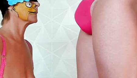 GILF Blowjob Stallion in Thong