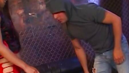 A Lovely Asian Brunette Honey Gets Double Penetrated by Two White Guys