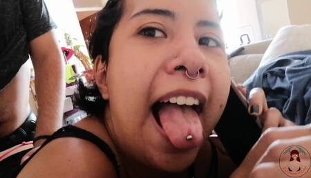 GIRLFRIEND TALKING ON THE PHONE WITH HER MOM WHILE WE FUCK