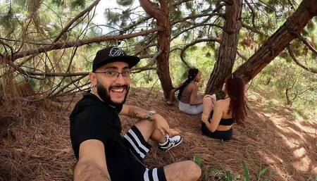 I head out for an al fresco workout with my two pals, and we wind up in a steamy outdoor tryst