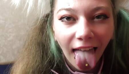 Pettraining a Cute Girl Before a Walk