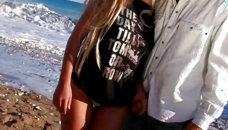 Fresh girl a slut gets her pussy penetrated on a beach