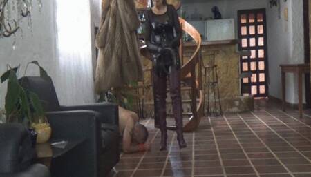 Reuploaded Tf lick my boots and feel my whip by joanna in OTK burgundi berlins