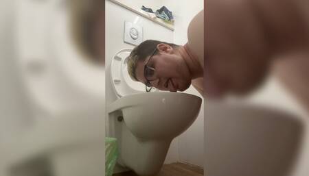 22yo boy licks a toilet seat and plays with the toilet water