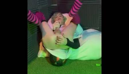 Teen Rides SoccerBall Dildo(Orgasm Denial)