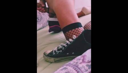 having fun with my Adidas Sleekies & dirty xhigh Converse Sneaker ????????