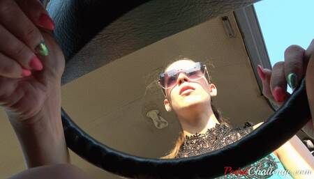 Pedal Challenge - Claudia pumping pedals and revving engine (4K quality)