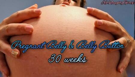 Pregnant Belly & Belly Button, 30 Weeks