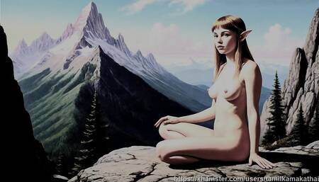 33 Nude Photos of Elf Girls Meditating on The Mountain