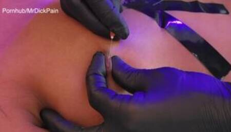 PIERCING GF NIPPLE WITH NEEDLE FOR FUN (Slowmo torture and removing it)