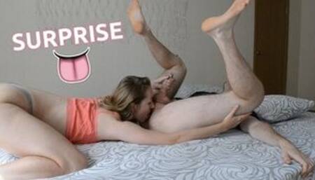 I SURPRISE MY BOYFRIEND'S ASS WITH NAUGHTY TONGUE