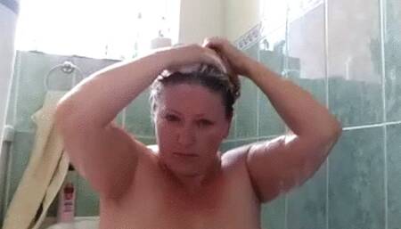 Washing my hair in the tub