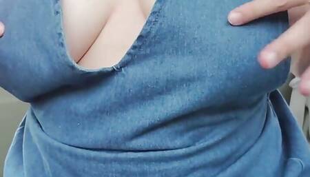 Married Woman Masturbating Outdoors with Exposed Breasts