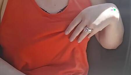 I Caress Myself and Dildo in the Car and Get Surprised