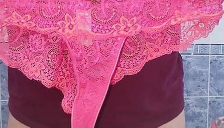 Wife lingerie cumming after work