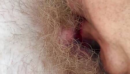 Eating wife's hairy blonde pussy